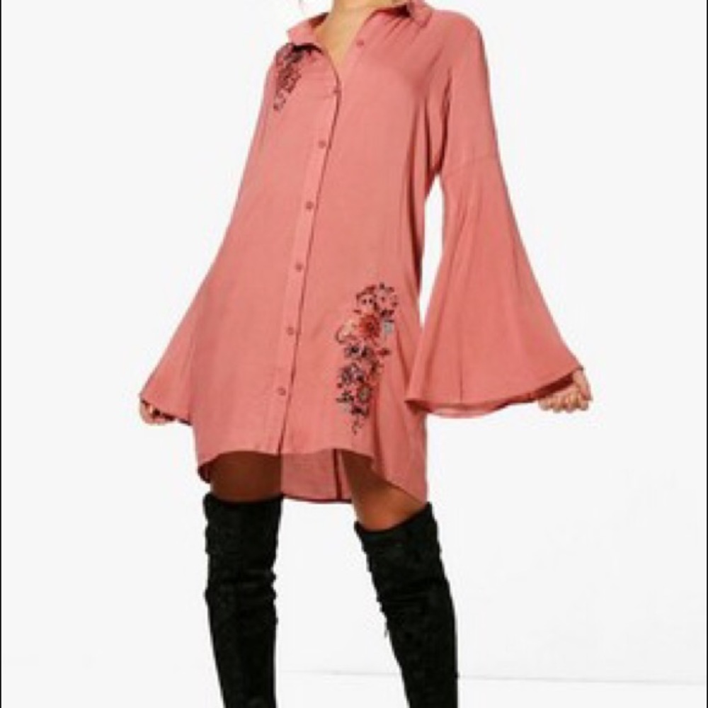 Bell Sleeve Shirt Dress